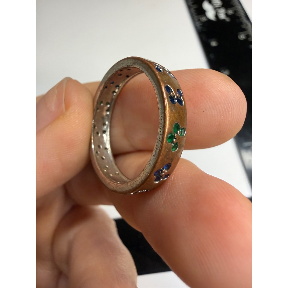 Disney Mickey Mouse Copper Crystal Eternity Band Ring Size 10 Blue Green